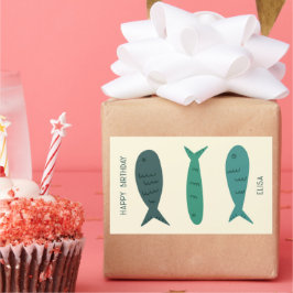 Seaside Soiree BIRTHDAD Niedlich Fish CUSTOM Rechteckiger Aufkleber