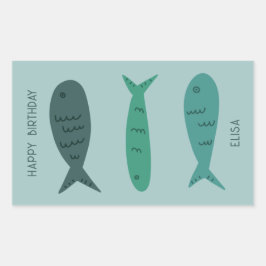 Seaside Soiree BIRTHDAD Niedlich Fish CUSTOM Rechteckiger Aufkleber