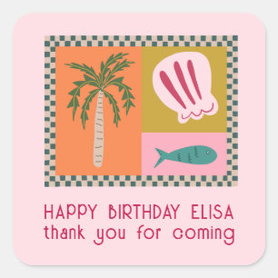 Seaside Soiree BIRTHDAY PARTY Modernes Niedliches  Quadratischer Aufkleber