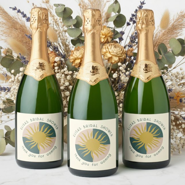 Seaside Soiree Brautparty Modernes Niedliches CUST (Seaside Soiree Bridal Shower Modern Cute CUSTOM Sparkling Wine Label
)