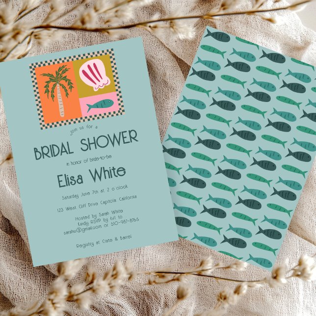 Seaside Soiree Brautparty Modernes Niedliches CUST Einladung (Seaside Soiree Bridal Shower Modern Cute CUSTOM Invitation
)