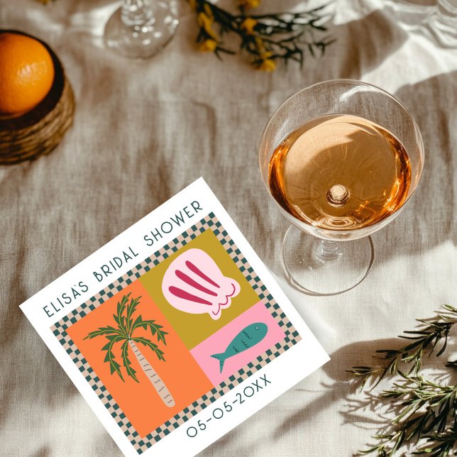 Seaside Soiree Brautparty Modernes Niedliches CUST Serviette (Seaside Soiree Bridal Shower Modern Cute CUSTOM Napkins
)