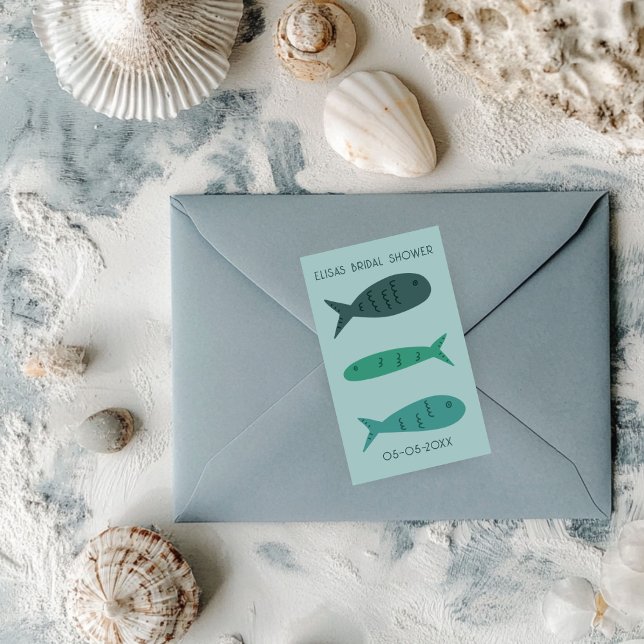 Seaside Soiree Brautparty Niedlich Fish CUSTOM Rechteckiger Aufkleber (Seaside Soiree Bridal Shower Cute Fishes CUSTOM Rectangular Sticker
)