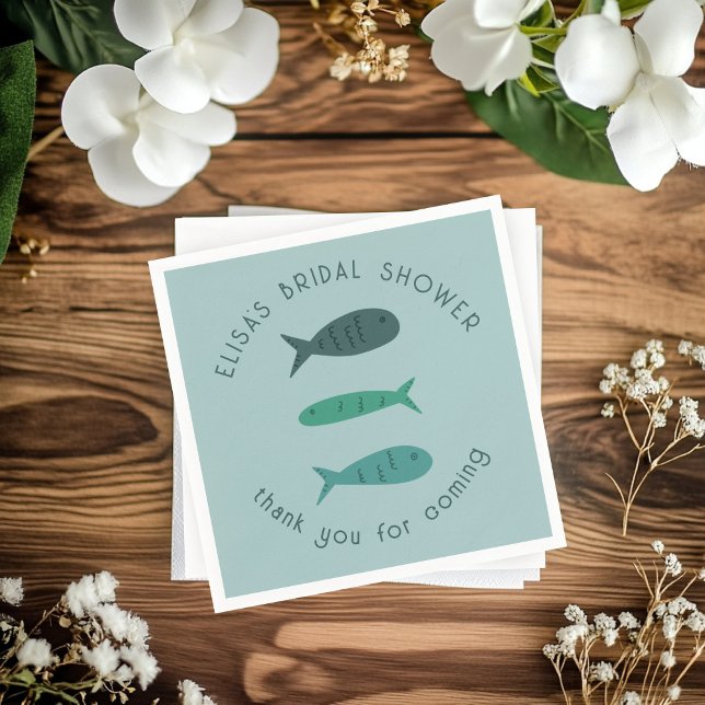Seaside Soiree Brautparty Niedlich Fish CUSTOM Serviette (Seaside Soiree Bridal Shower Cute Fishes CUSTOM Napkins
)