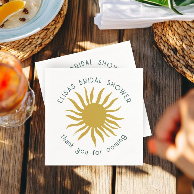 Seaside Soiree Brautparty Niedlich Sun CUSTOM Serviette (Seaside Soiree Bridal Shower Cute Sun CUSTOM Napkins
)