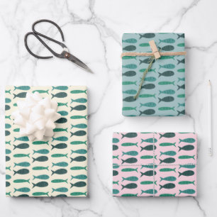 Seaside Soiree Three Fishing Modern Niedliche CUST Geschenkpapier Set