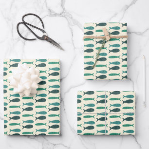 Seaside Soiree Three Fishing Modern Niedliche CUST Geschenkpapier Set