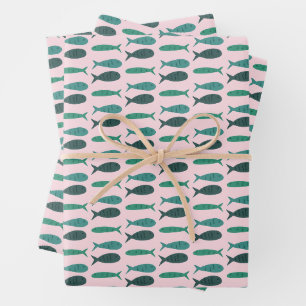 Seaside Soiree Three Fishing Modern Niedliche CUST Geschenkpapier Set