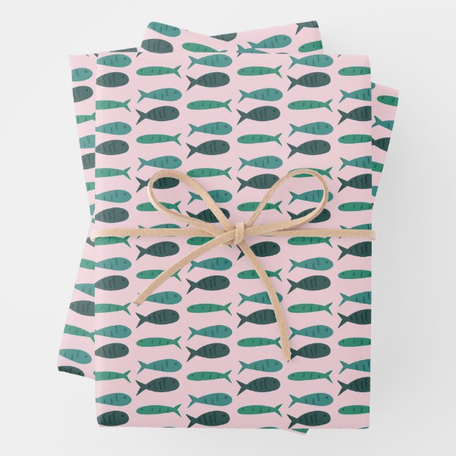 Seaside Soiree Three Fishing Modern Niedliche CUST Geschenkpapier Set (Beispiel)