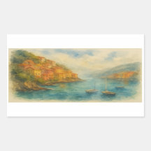 Seaside Village Watercolor - Cliffside Harbour
