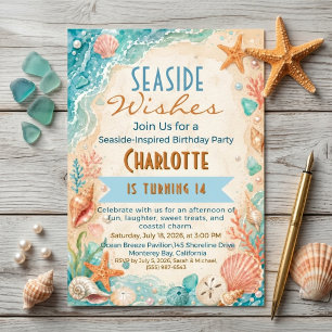 Seaside Wishes Küstenstrand 14. Geburtstag Einladung