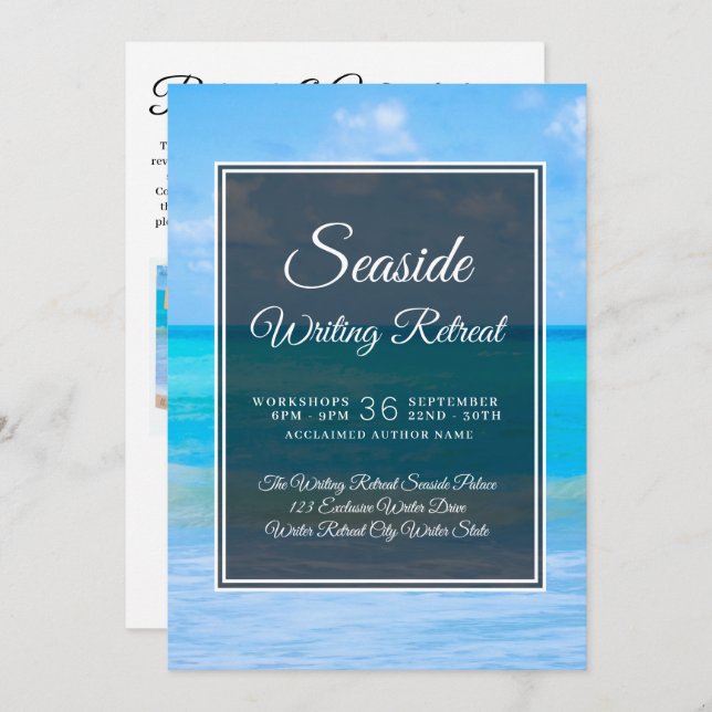 Seaside Writing Retreat Author Life Coach Business Einladung (Vorne/Hinten)