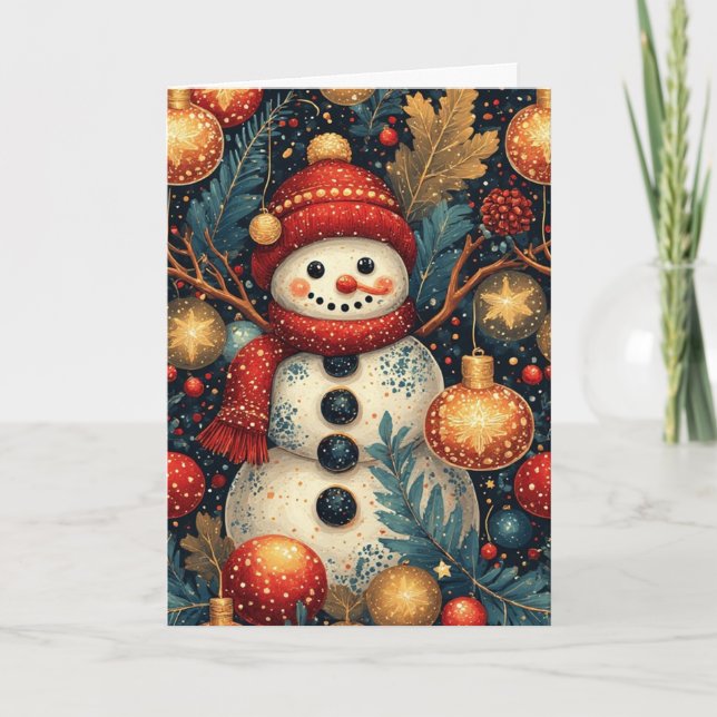 Season Greetings Snowman Karte (Vorderseite)