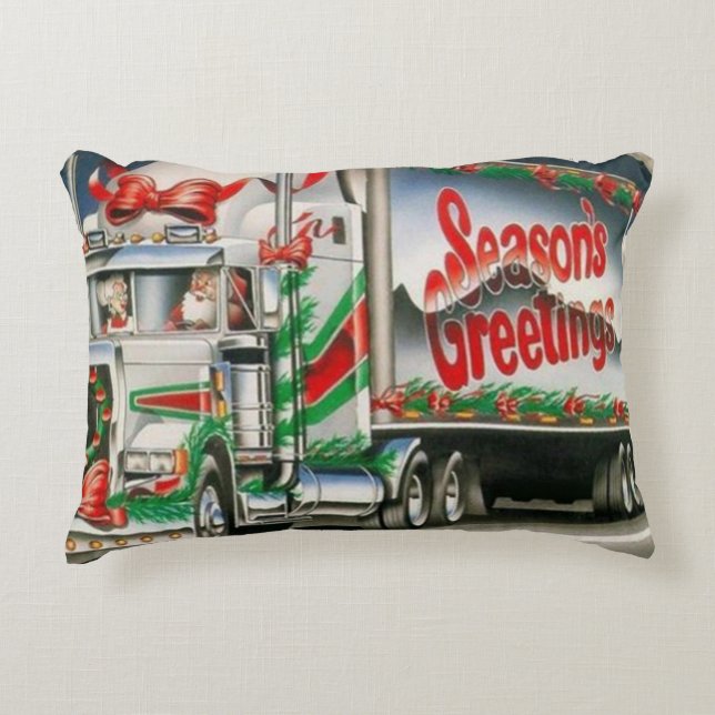 Season Greetings Trucking Santa Zierkissen (Vorderseite)
