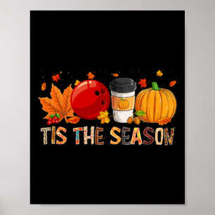 Season Leopard Pumpkin Bowling Halloween Fall Leaf Poster