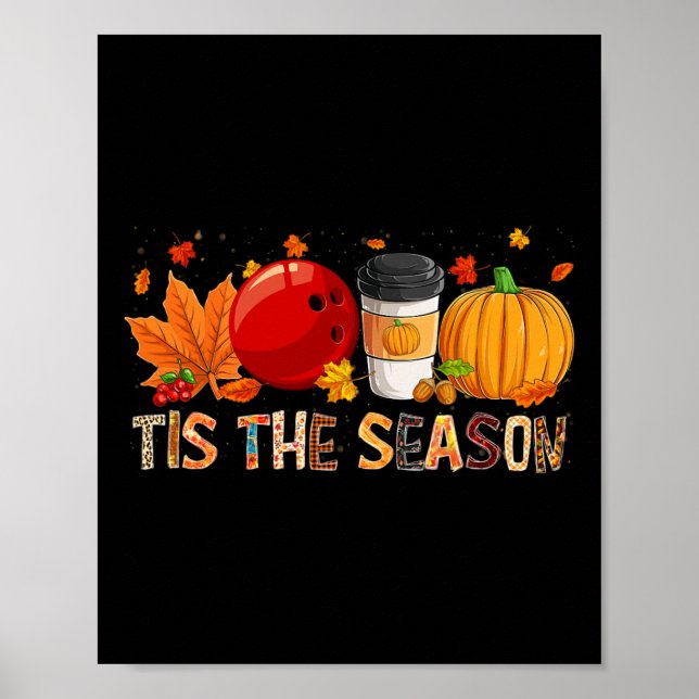 Season Leopard Pumpkin Bowling Halloween Fall Leaf Poster (Vorne)