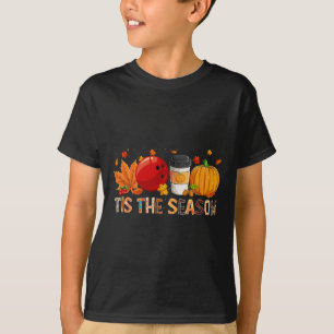 Season Leopard Pumpkin Bowling Halloween Fall Leaf T-Shirt