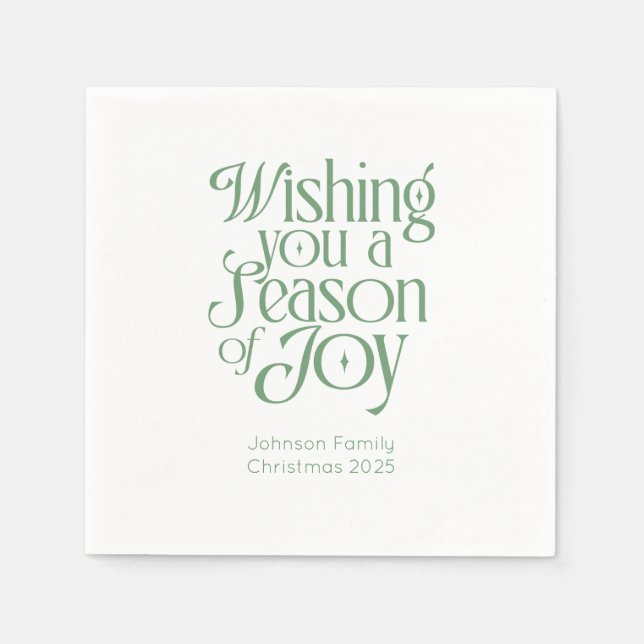 Season of Joy Holiday Napkins Personalized Serviette (Vorderseite)
