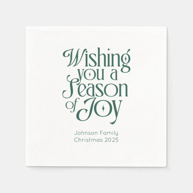 Season of Joy Holiday Napkins Personalized Serviette (Vorderseite)