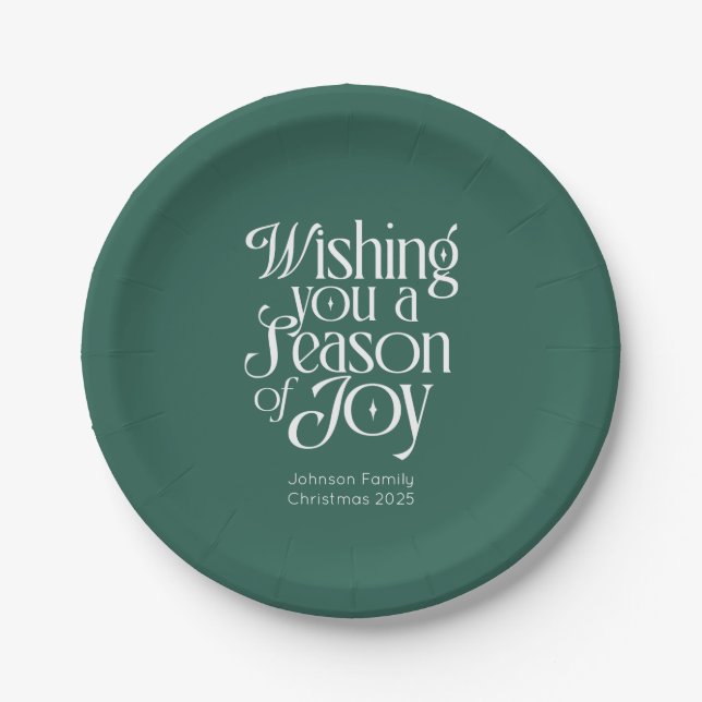 Season of Joy Holiday Plates Personalized Pappteller (Vorderseite)