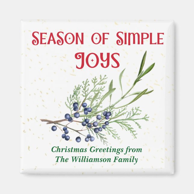 Season of Simple Joys Blue Juniper Christmas Magnet (Vorne)