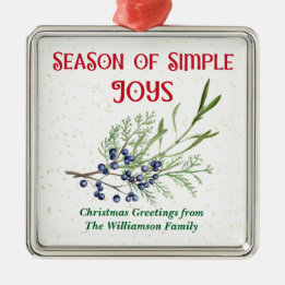 Season of Simple Joys Blue Juniper Christmas Ornament Aus Metall