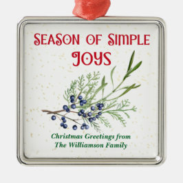 Season of Simple Joys Blue Juniper Christmas Ornament Aus Metall