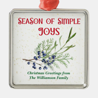 Season of Simple Joys Blue Juniper Christmas Ornament Aus Metall