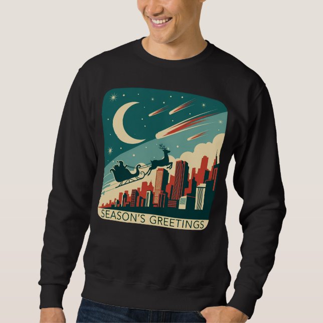 Season’s Greetings (1) Retro Skyline Art Sweatshirt (Vorderseite)