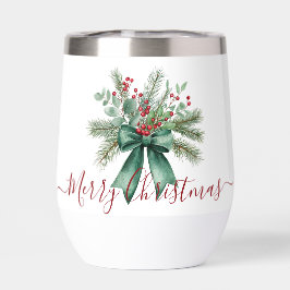 Seasonal Greenery with Red Script Holiday Message