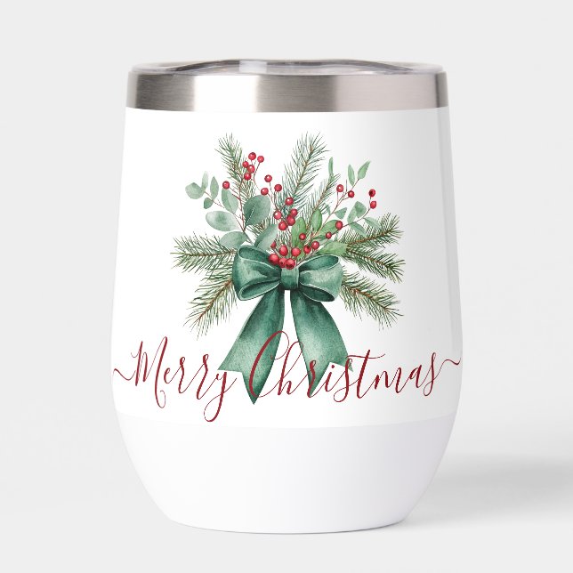 Seasonal Greenery with Red Script Holiday Message (Rückseite)