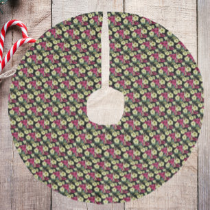 Seasonal Holidays Poinsettias Muster Leinenimitat Weihnachtsbaumdecke