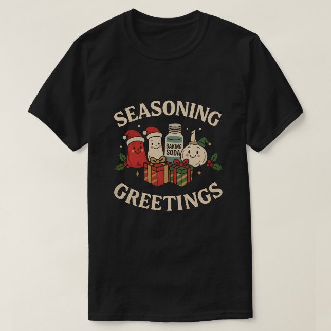 Seasoning Greetings Funny Chef Christmas Design T-Shirt (Design vorne)