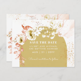 Seasons Fall Earthen Boho Floral Wedding RETT DATE Postkarte
