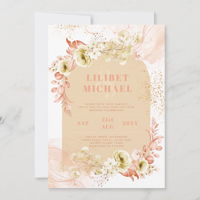 Seasons Fall Earthen Mix Boho Floral Wedding Einladung (Vorderseite)