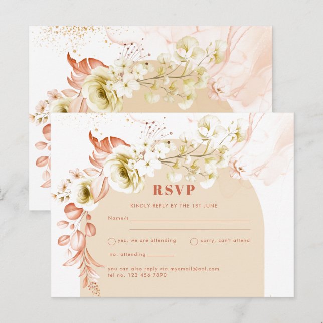 Seasons Fall Earthen Mix Boho Floral Wedding Postkarte (Vorne/Hinten)