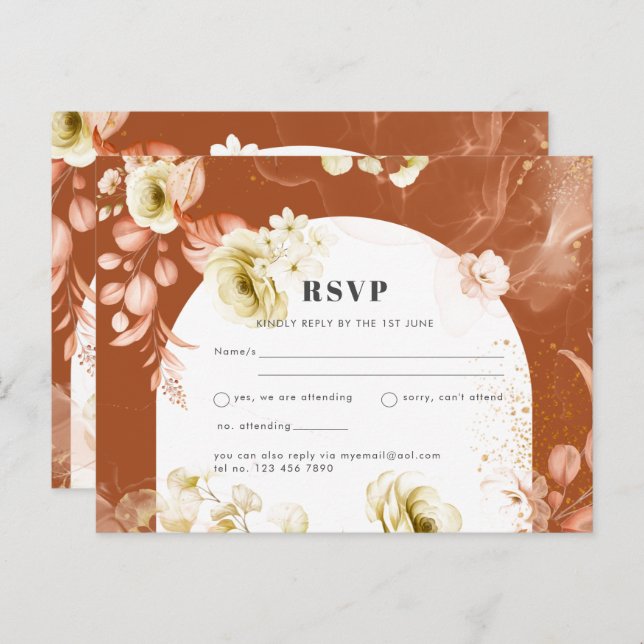Seasons Fall Earthen Mix Boho Floral Wedding RSVP Postkarte (Vorne/Hinten)