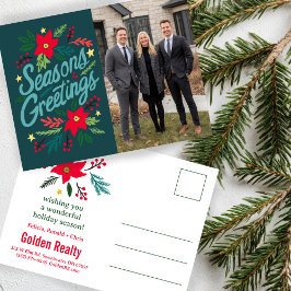 SEASONS GREETINGS Business Christmas CUSTOM PHOTO Postkarte