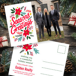 SEASONS GREETINGS Business Christmas CUSTOM PHOTO Postkarte