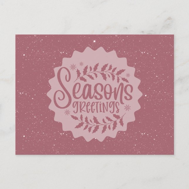 Season's Greetings Christmas Script Postkarte (Vorderseite)