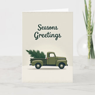 Seasons Greetings Christmas Tree Truck Karte