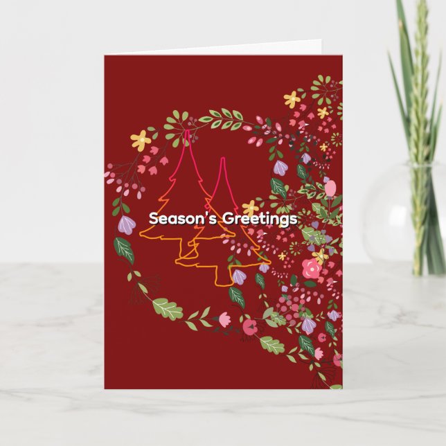 Season's Greetings Dk Red Holiday Christmas  Karte (Vorderseite)