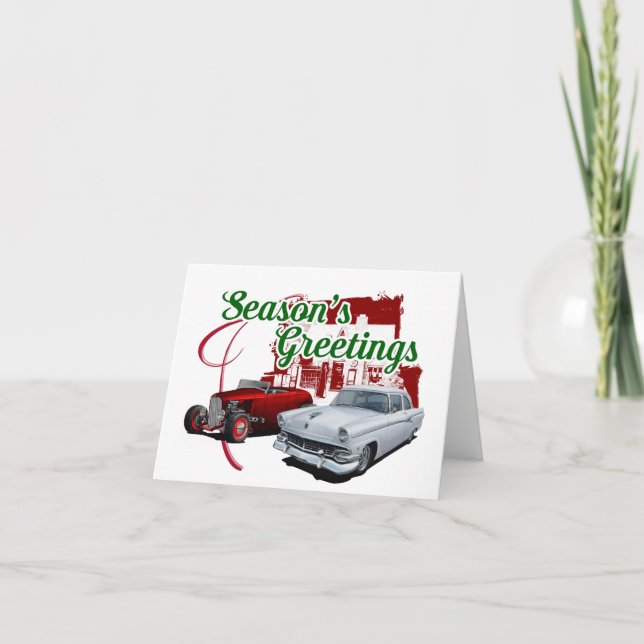Seasons Greetings Hot Rods Karte (Vorderseite)