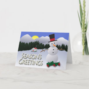 Season's Greetings Snowman Holiday Card Feiertagskarte