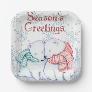 "Seasons Gruß-Eisbären" Pappteller