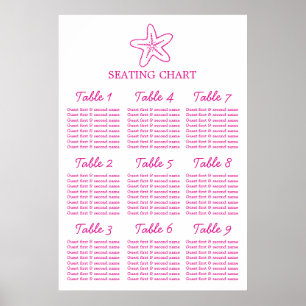 Seastar Seesterne Hochzeitstich Tischplaner 1-9 Poster