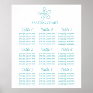 Seastar Seesterne Hochzeitstich Tischplaner 1-9 Poster