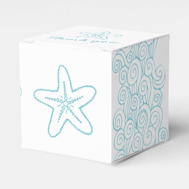 Seastar Swirl Aqua White Gastgeschenk Hochzeit Box Geschenkschachtel (Vorderseite)
