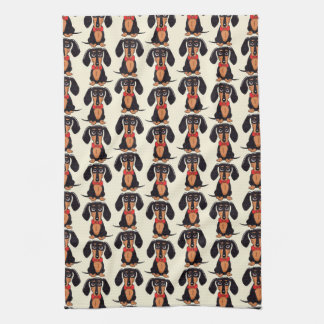 Seated Dachshund Kitchen Towels Geschirrtuch