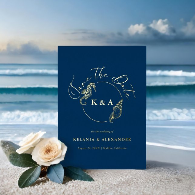 SEATERNAL Nautical Monogram Wedding Save the Date Folieneinladung (Von Creator hochgeladen)